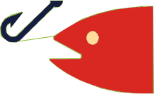 illustration of a red fish on a hook 