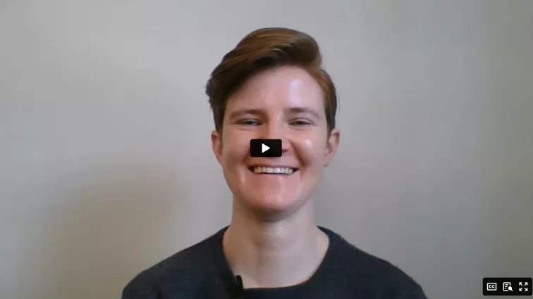 Still of video of Rachel Bunner